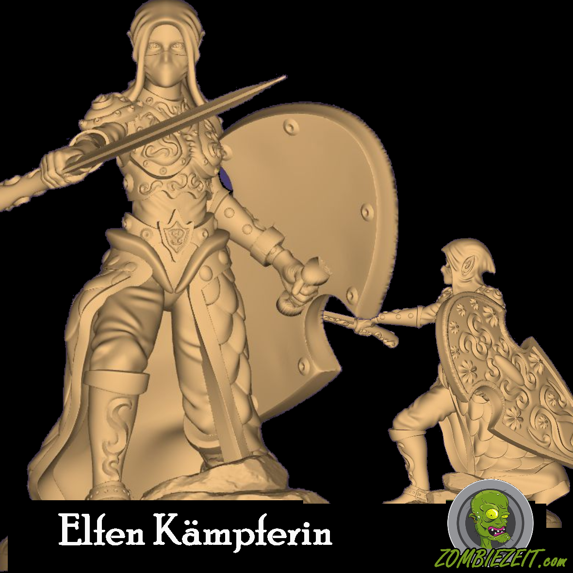 Elfen Kämpferin mit Schild Set