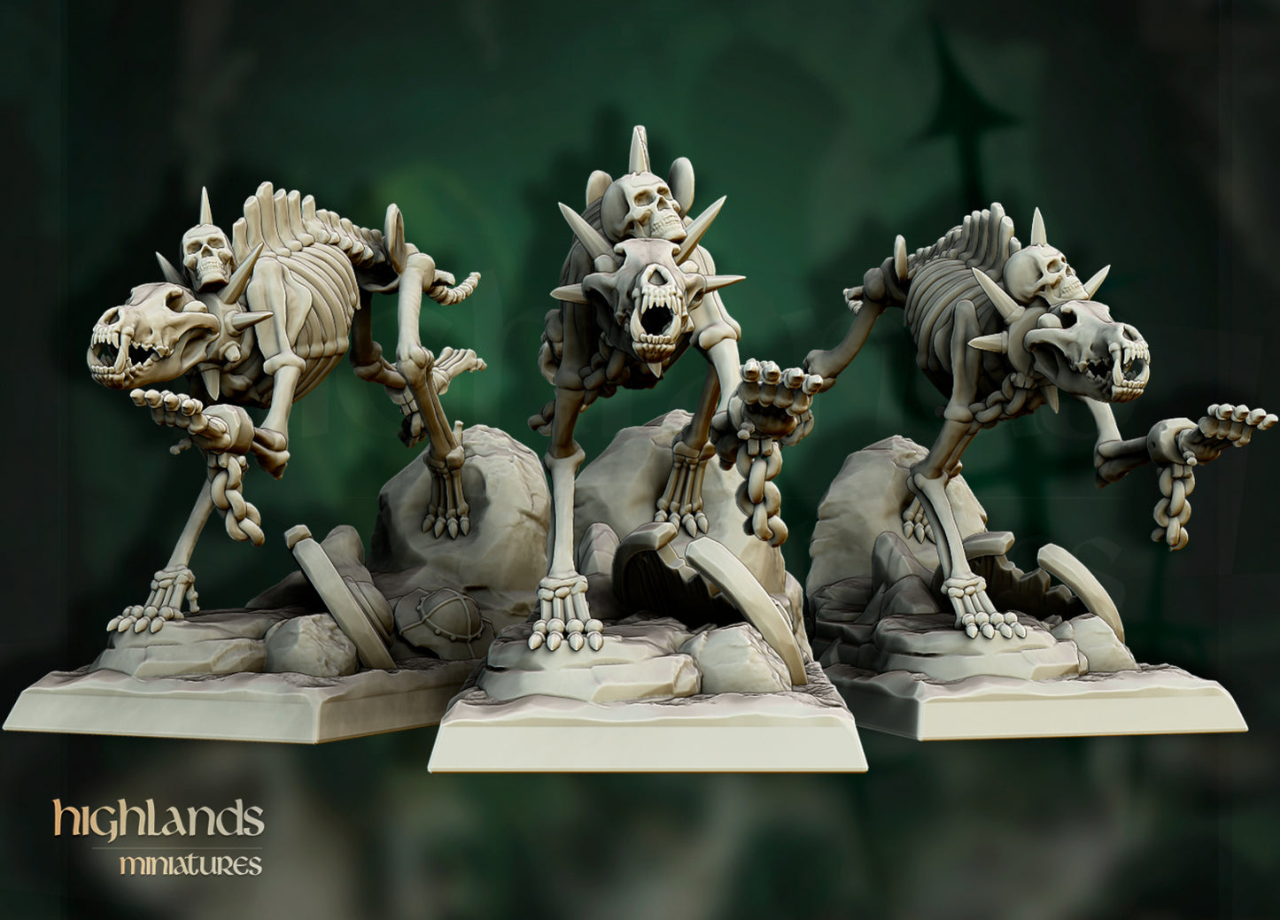 Direwolfs mit Reitern und szenischen Bases ( 12 Miniaturen )