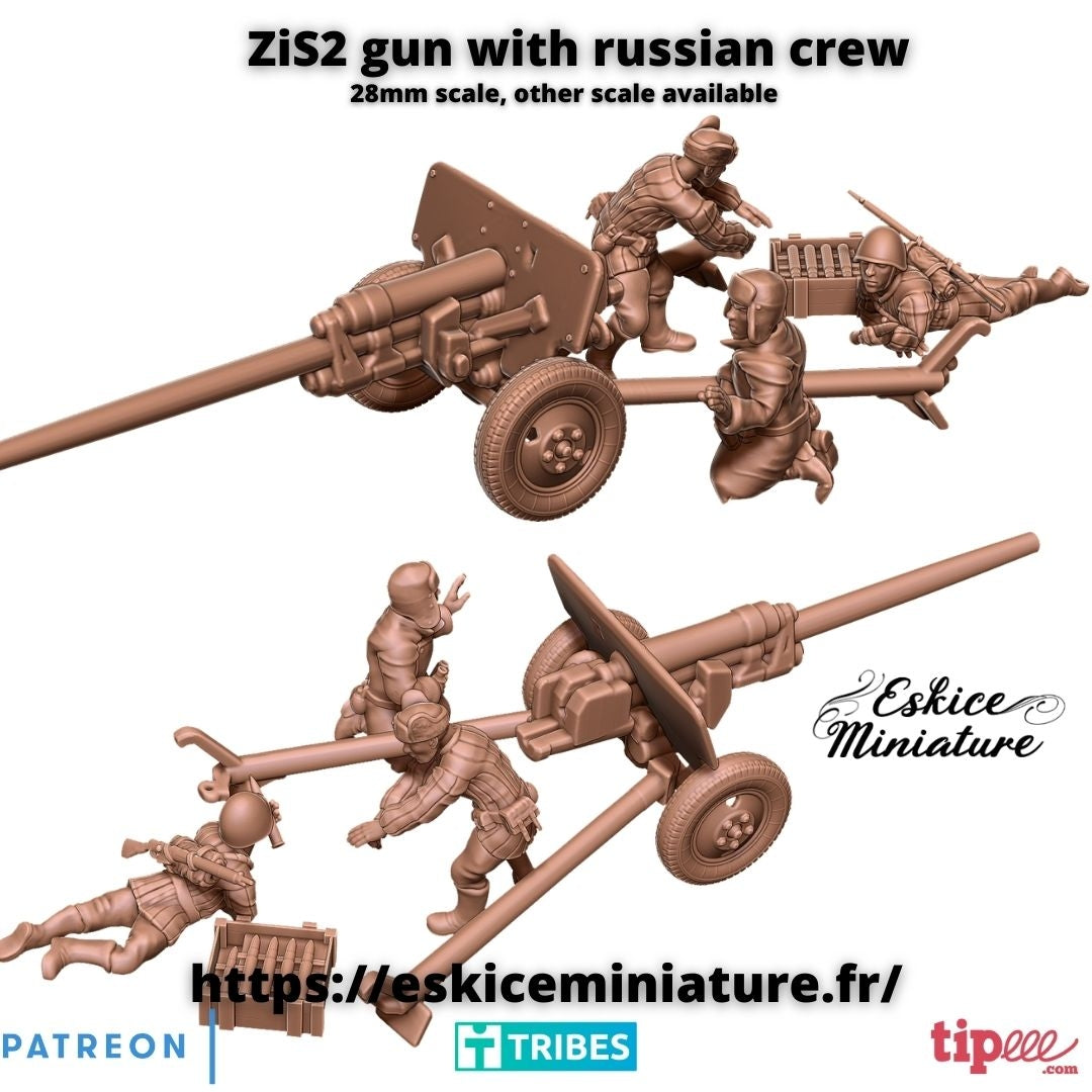 ZiS-2 cannon mit Crew