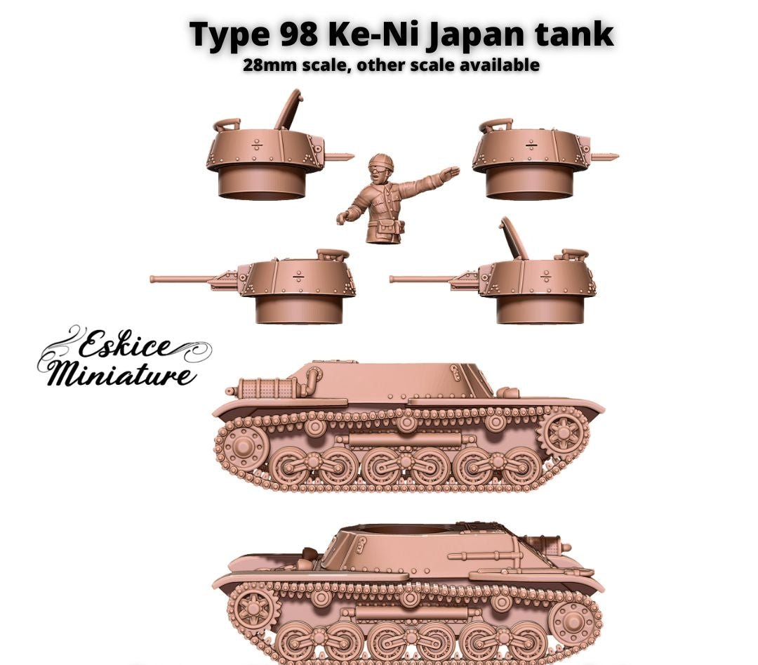 Japanese Type 98 Ke-Ni tank mit verschiedenen Türmen