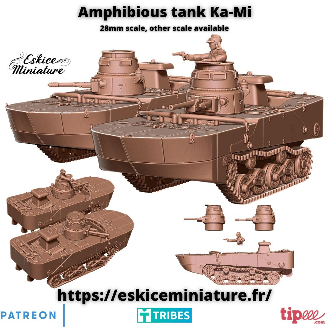 Japanese TAmphobious Tank Ka-Mi mit verschiedenen Türmen