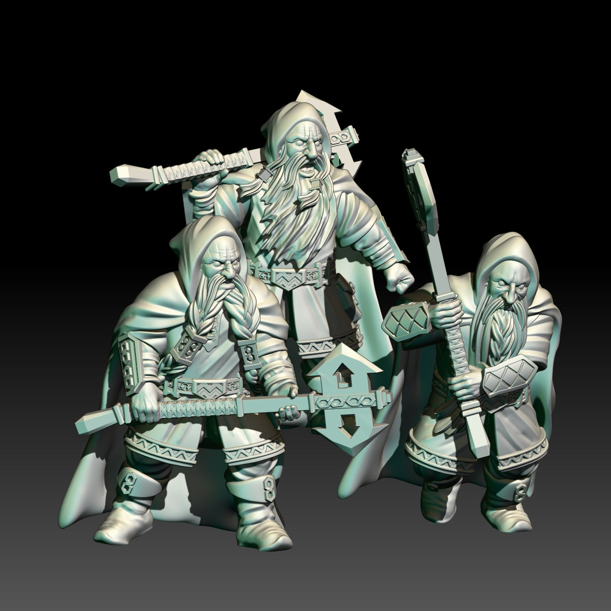 Dwarven Rangers with-two handed Axes ( 3 Miniaturen )