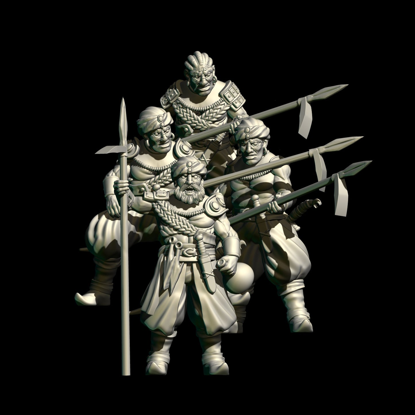 Southron Sea Raiders Spearmen ( 4 Miniaturen )