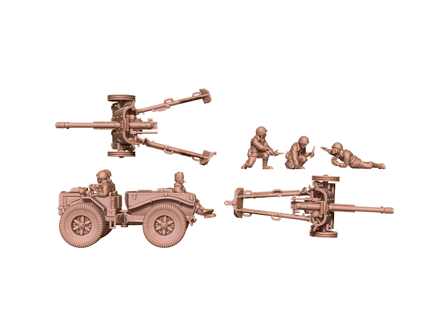 Italian 75-39 cannon with Pavesi Tractor ( 7 Miniaturen )