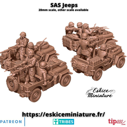 SAS Jeeps mit Besatzung ( 4 Miniaturen )