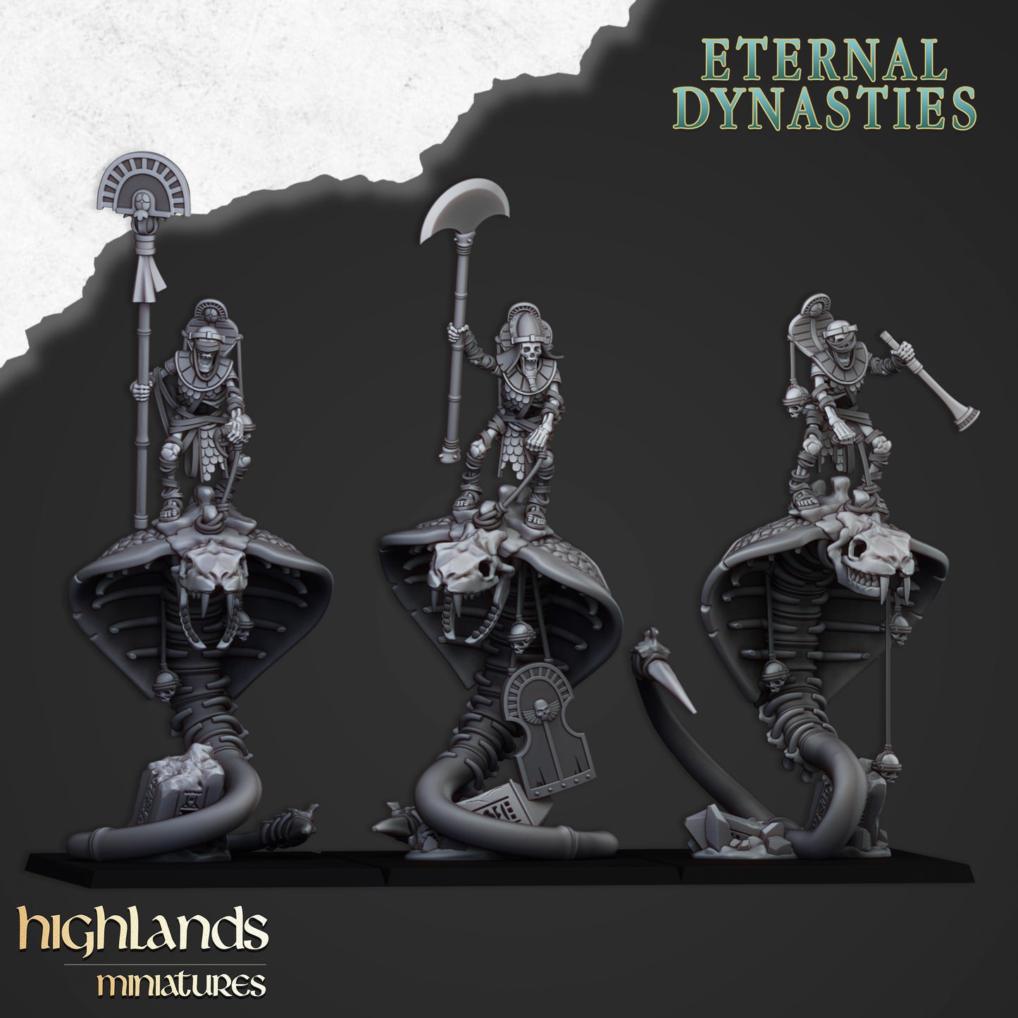 Ancient Guard on Great Snakes Command Units ( 3 Miniaturen )