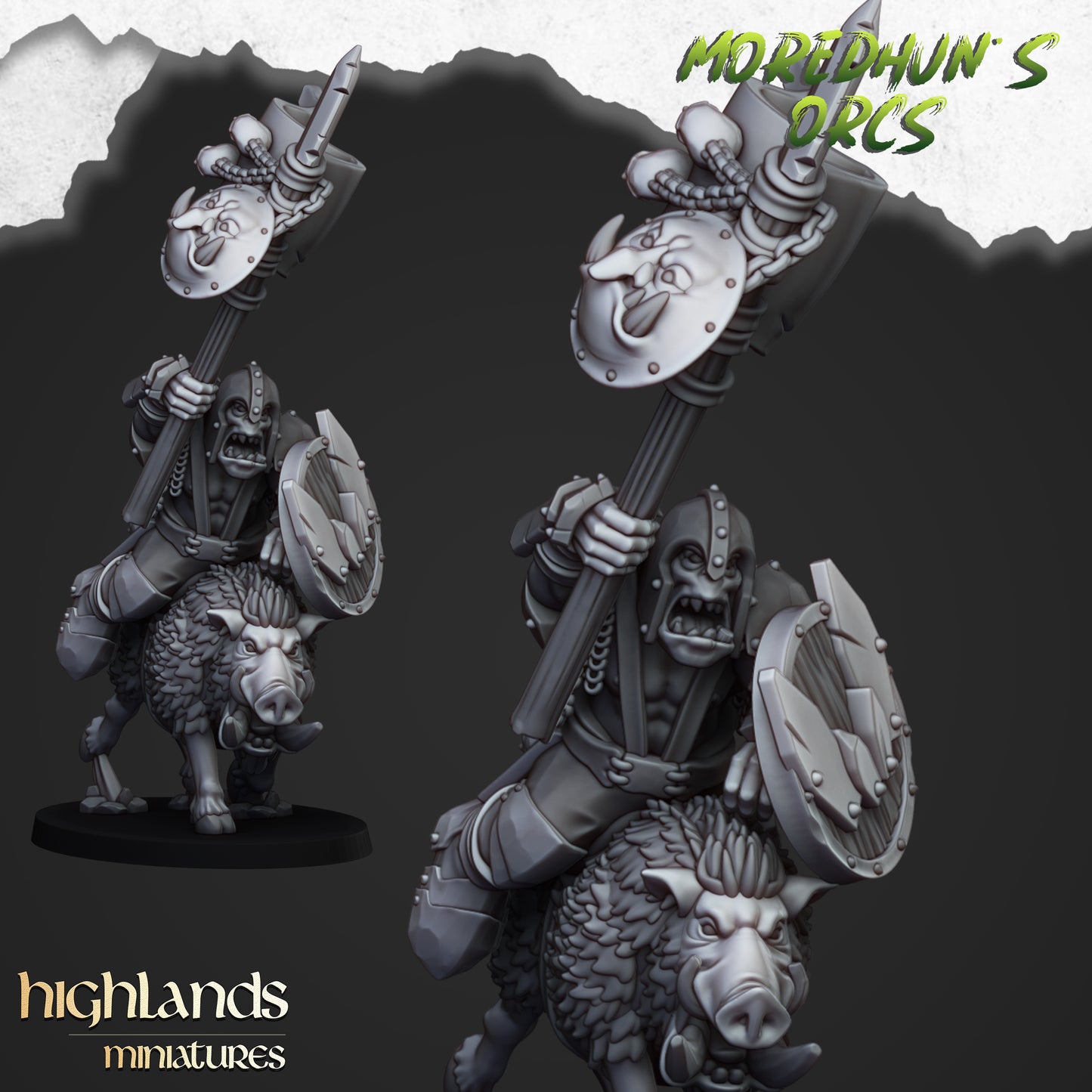 MOUNTED ORCS ON BOARS ( 8 Miniaturen )