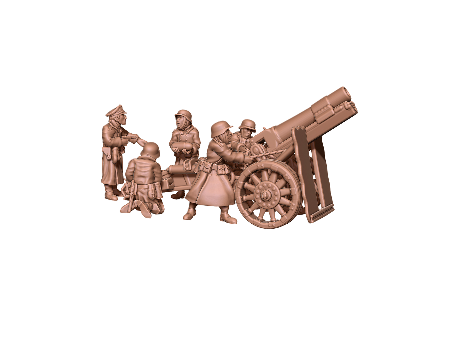 SiG33 Howitzer with 5 German winter-uniform crewmen