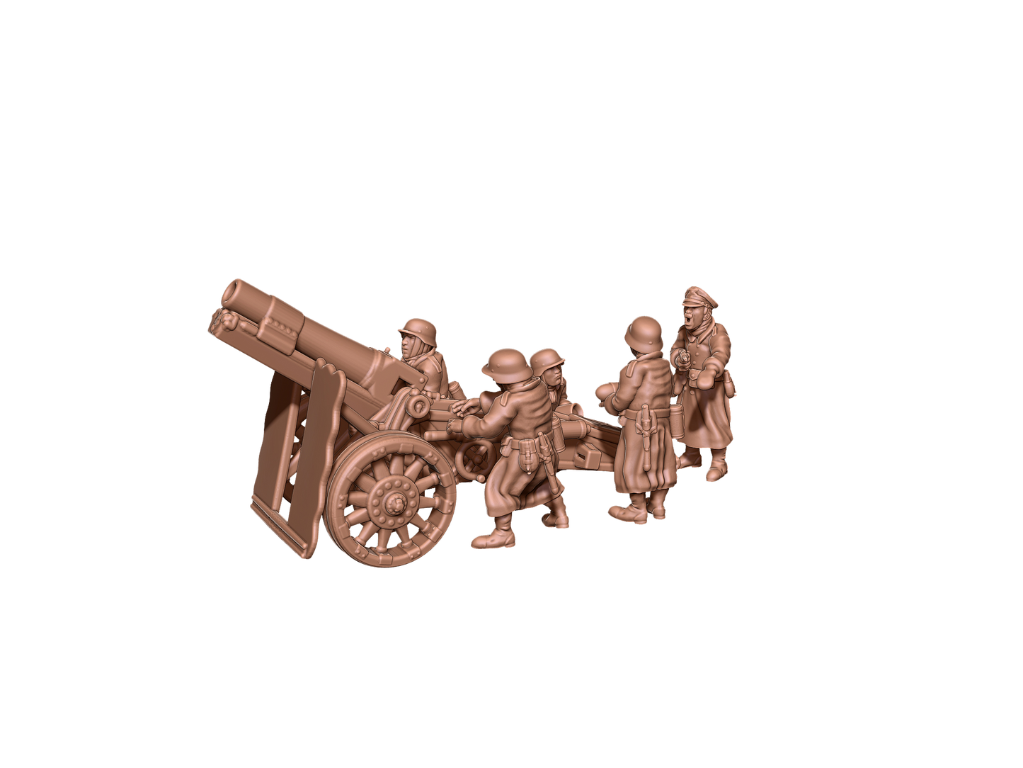 SiG33 Howitzer with 5 German winter-uniform crewmen