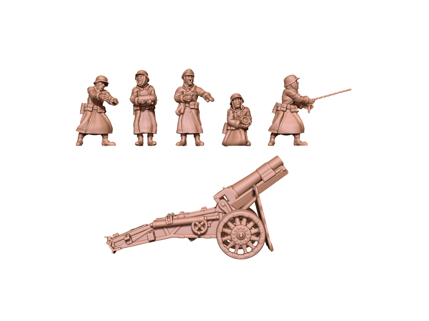 SiG33 Howitzer with 5 German winter-uniform crewmen