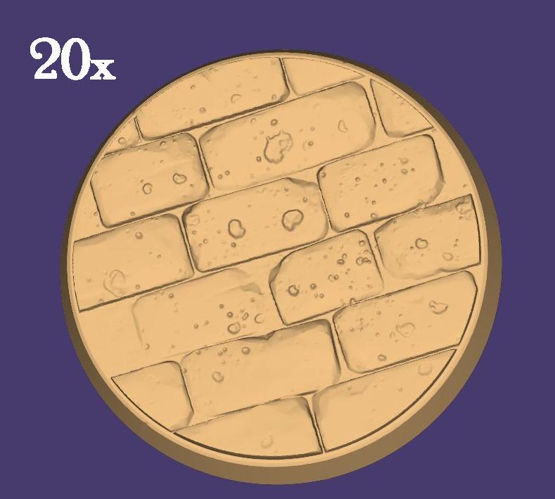 20x 25mm Stein-Rundbase
