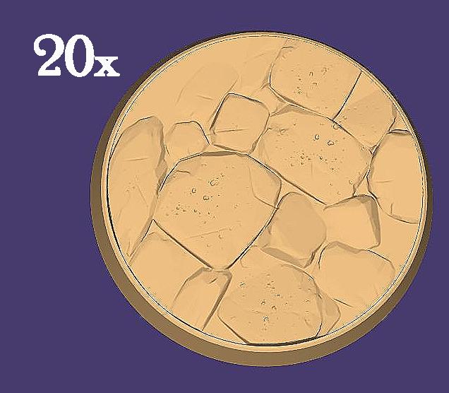 20x 25mm Stein-Rundbase