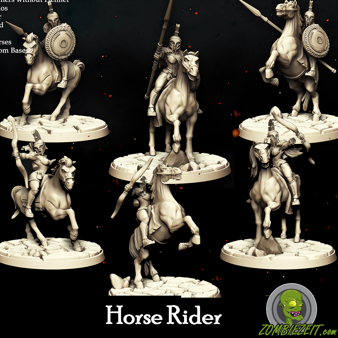 Spartian Horse Rider mit Helmen ( 6 Miniaturen )