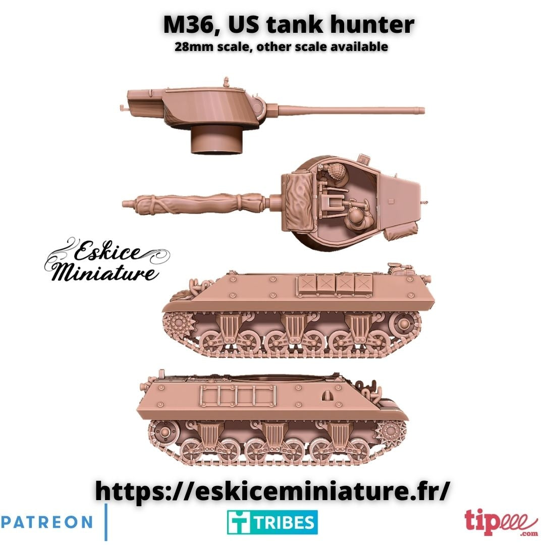 US M36 Tank destroyer ( 2 Miniaturen oder Einzeln )