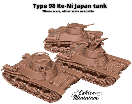 Japanese Type 98 Ke-Ni tank mit verschiedenen Türmen