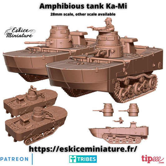 Japanese TAmphobious Tank Ka-Mi  mit verschiedenen Türmen