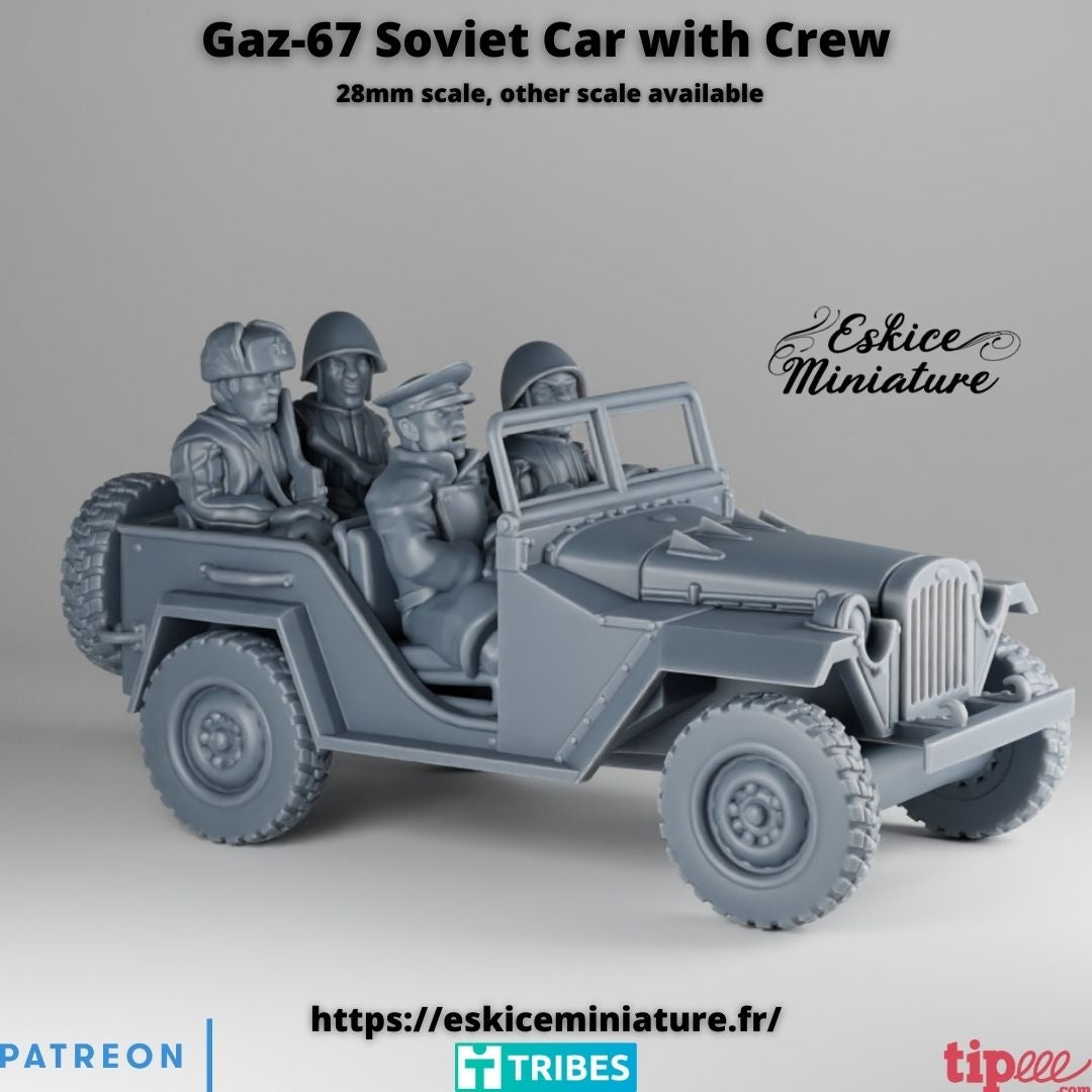 Russian GAZ 67 car with crew: ( 4 Miniaturen )