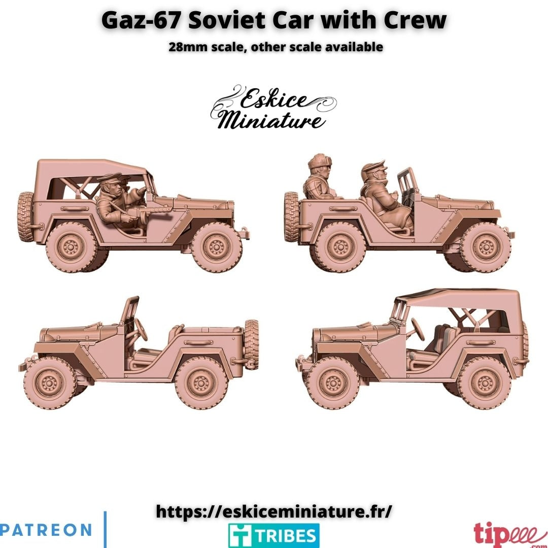 Russian GAZ 67 car with crew: ( 4 Miniaturen )