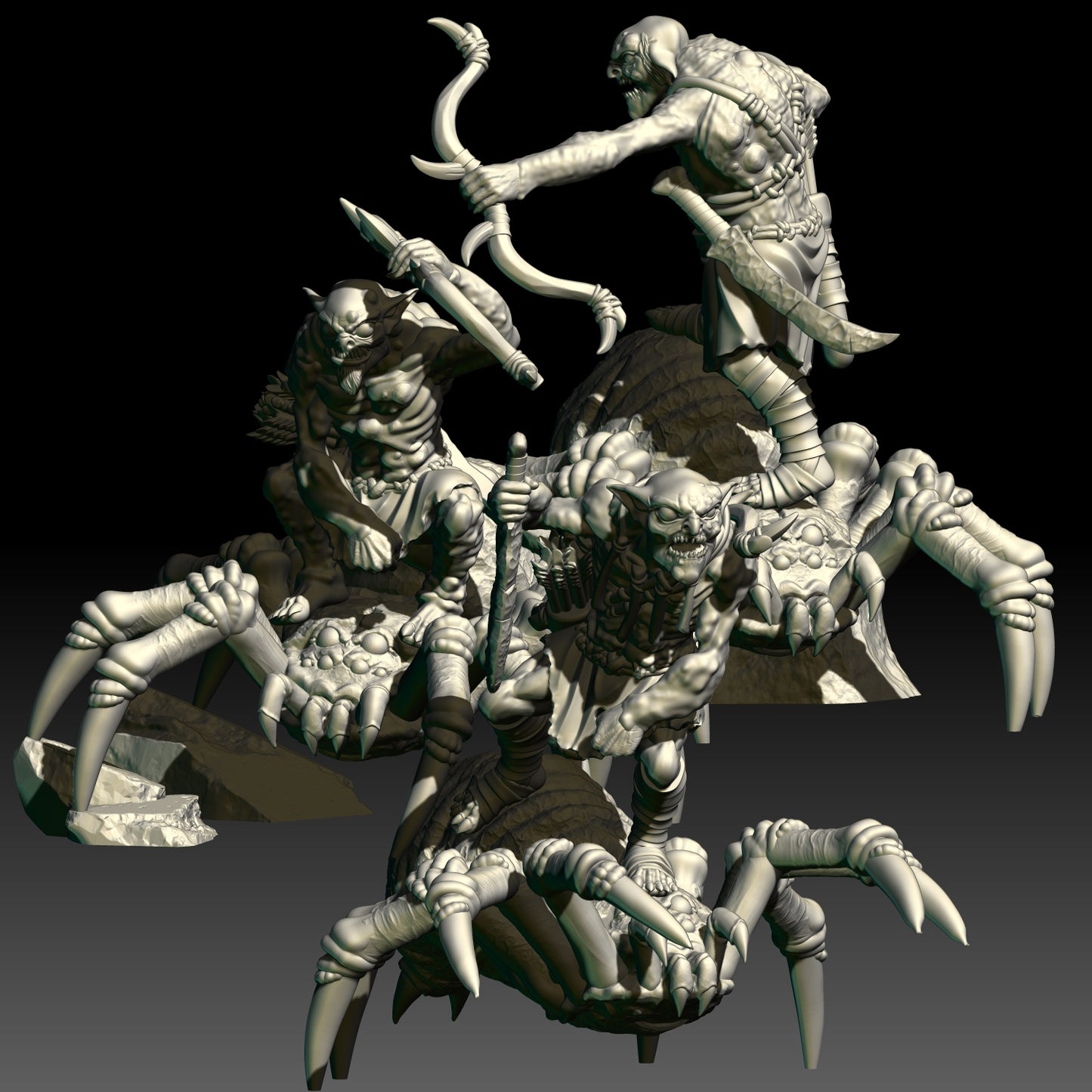 Shadow Troglodytes Realm Spider Riders ( 3 Miniaturen )