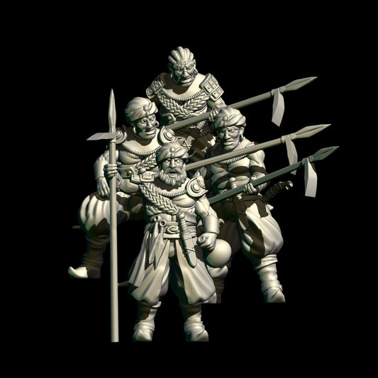 Southron Sea Raiders Spearmen ( 4 Miniaturen )