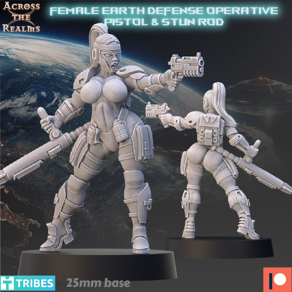 Female Earth Defense Operative with Pistol & Stun rod