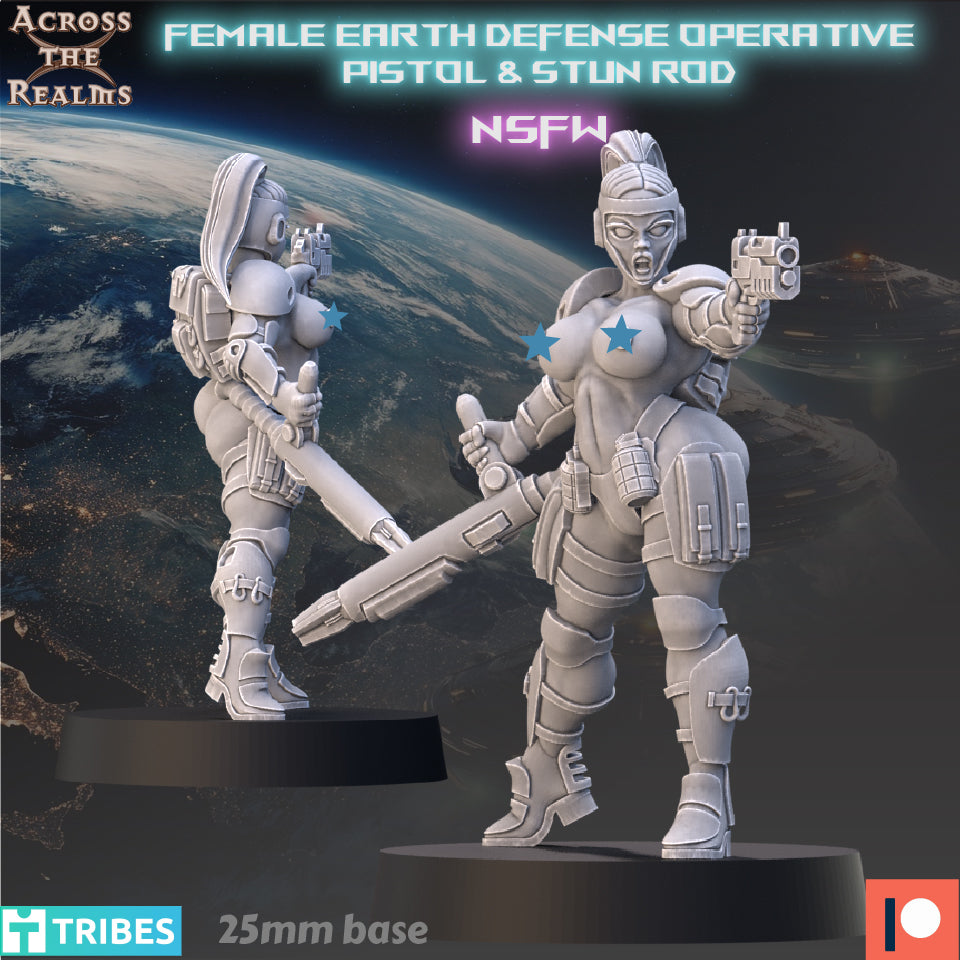 Female Earth Defense Operative with Pistol & Stun rod