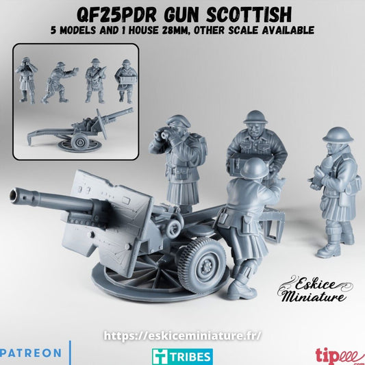 QF 25-pdr + 4 crew in kilts  ( 5 Miniaturen )