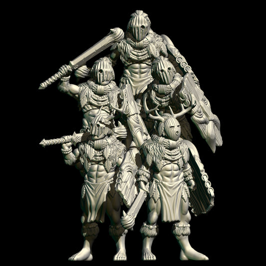 United Tribes - Faceless Tribe Warriors. ( 5 Miniaturen )