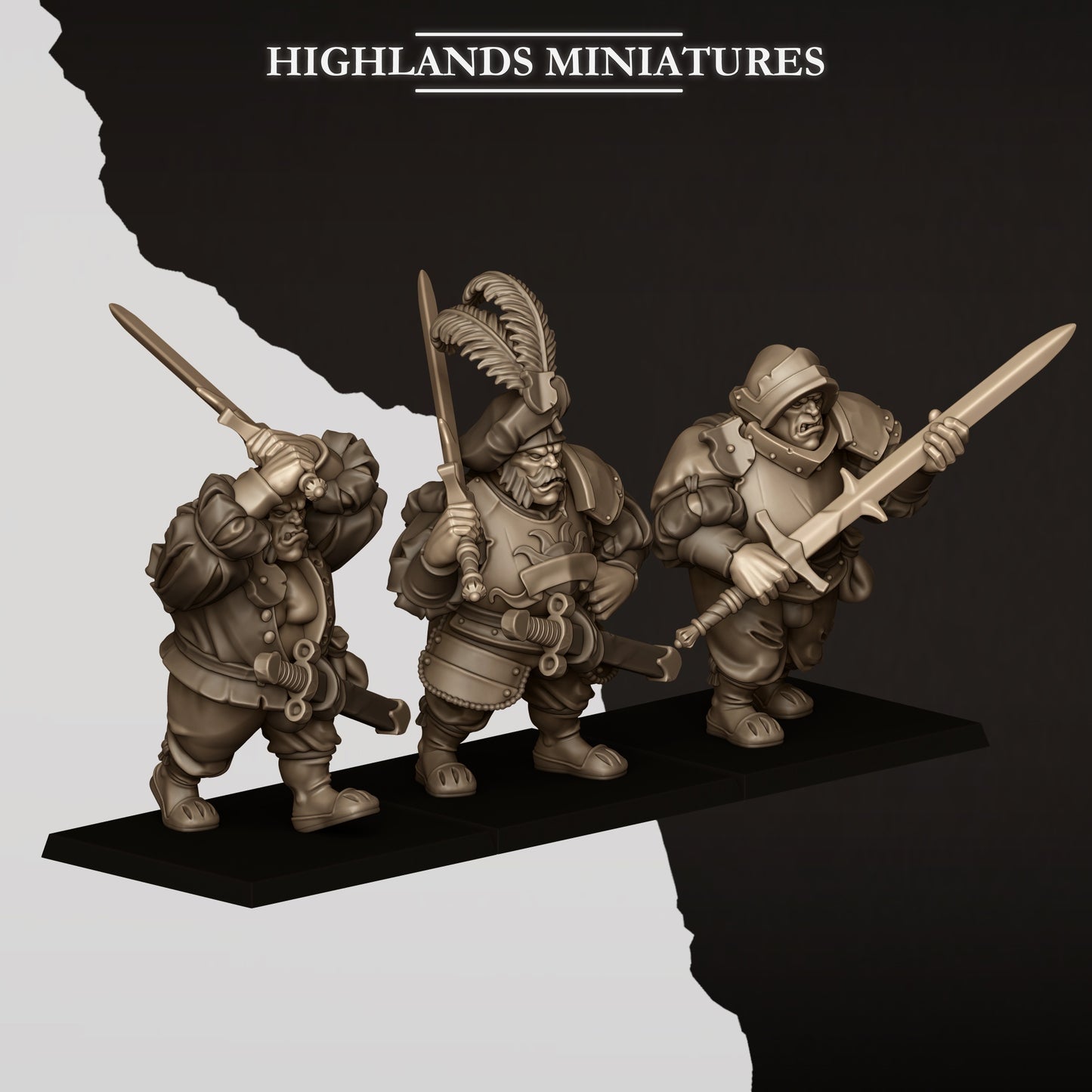 Sunland Ogres with Zweihander ( 3 Miniaturen )