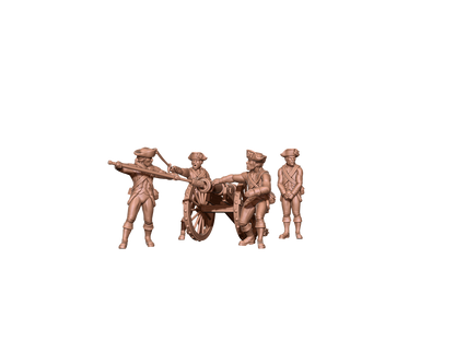 6-pounder cannon with 4 crew members in uniform ( 5 Miniaturen )