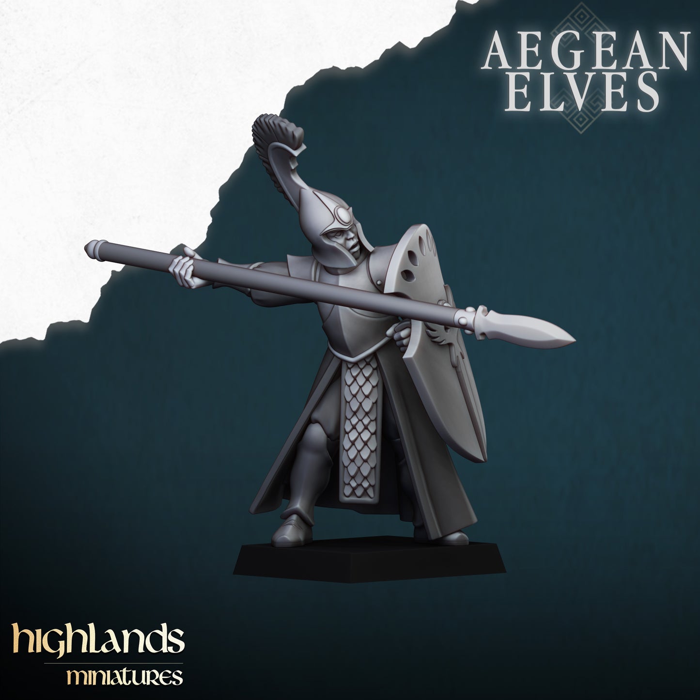 Aegean Elves Spearman Command Units ( 3 Miniaturen )