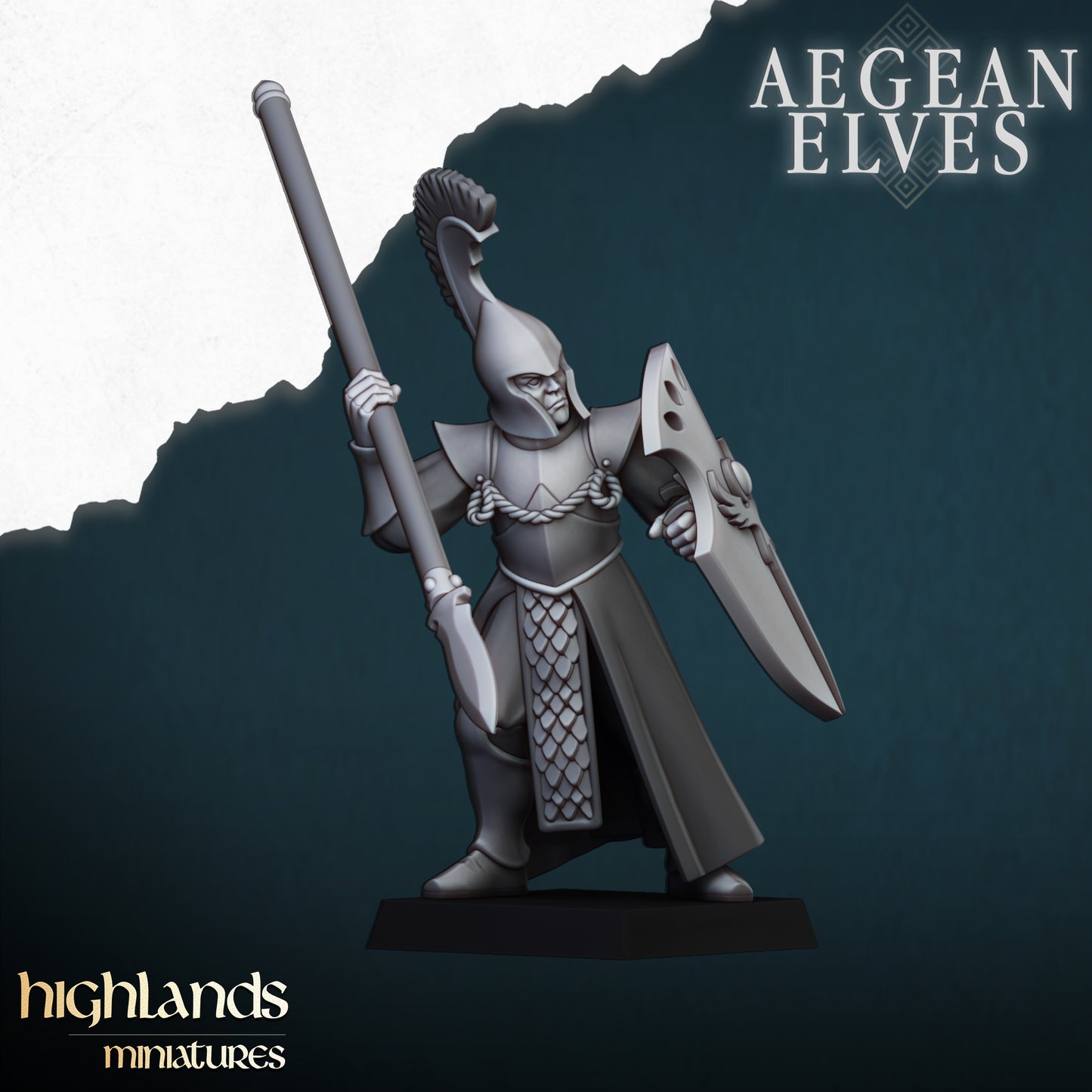 Aegean Elves Spearman Command Units ( 3 Miniaturen )