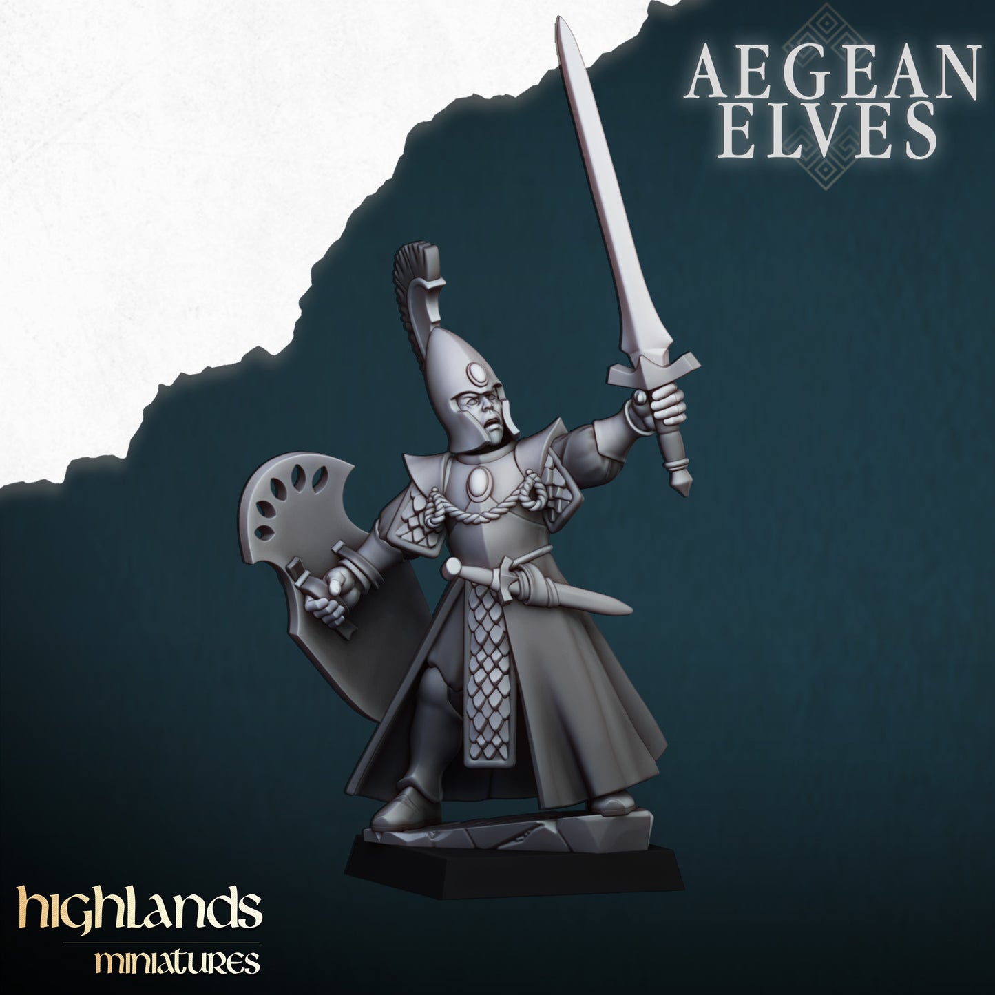 Aegean Elves Spearman Command Units ( 3 Miniaturen )