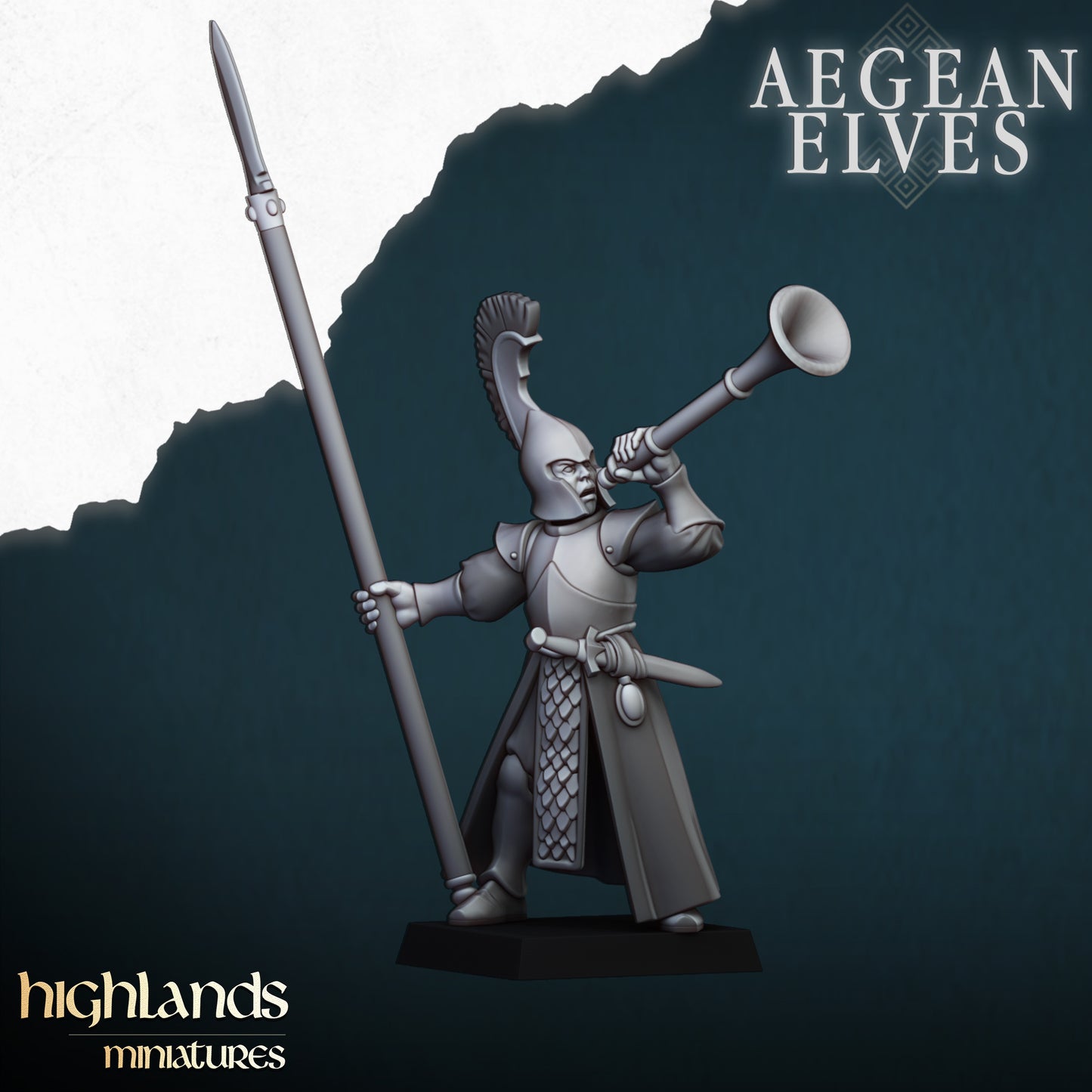 Aegean Elves Spearman Command Units ( 3 Miniaturen )