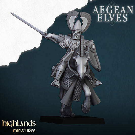 Aegean Elves Mounted Lances Command Units ( 3 Miniaturen )