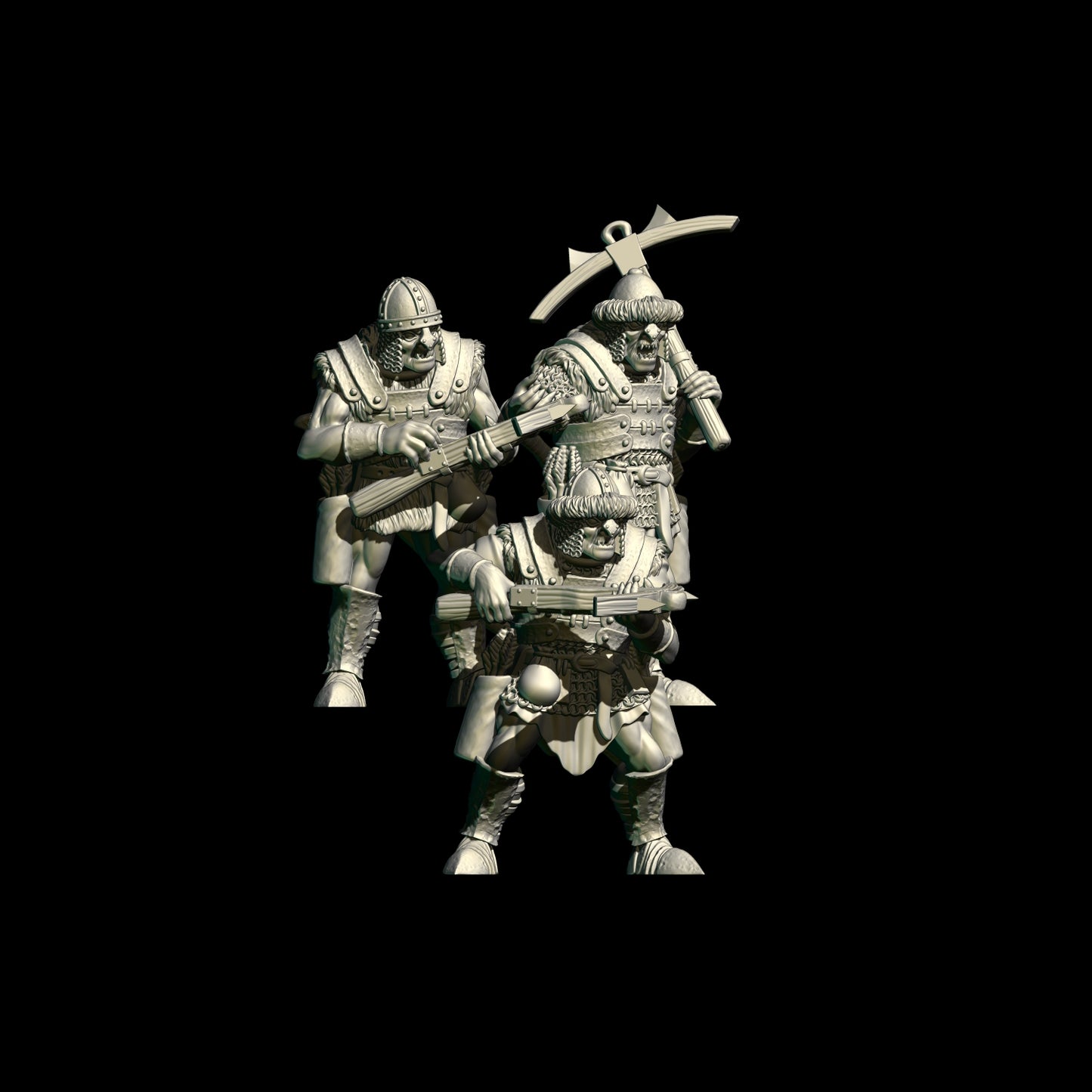 -HalfOrcs Crossbowmen ( 3 Miniaturen )