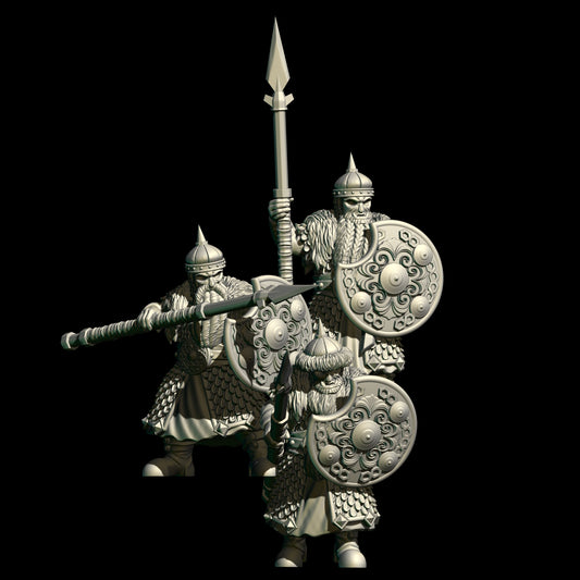 Eastern Dwarves with  Shields and Spears ( 3 Miniaturen )
