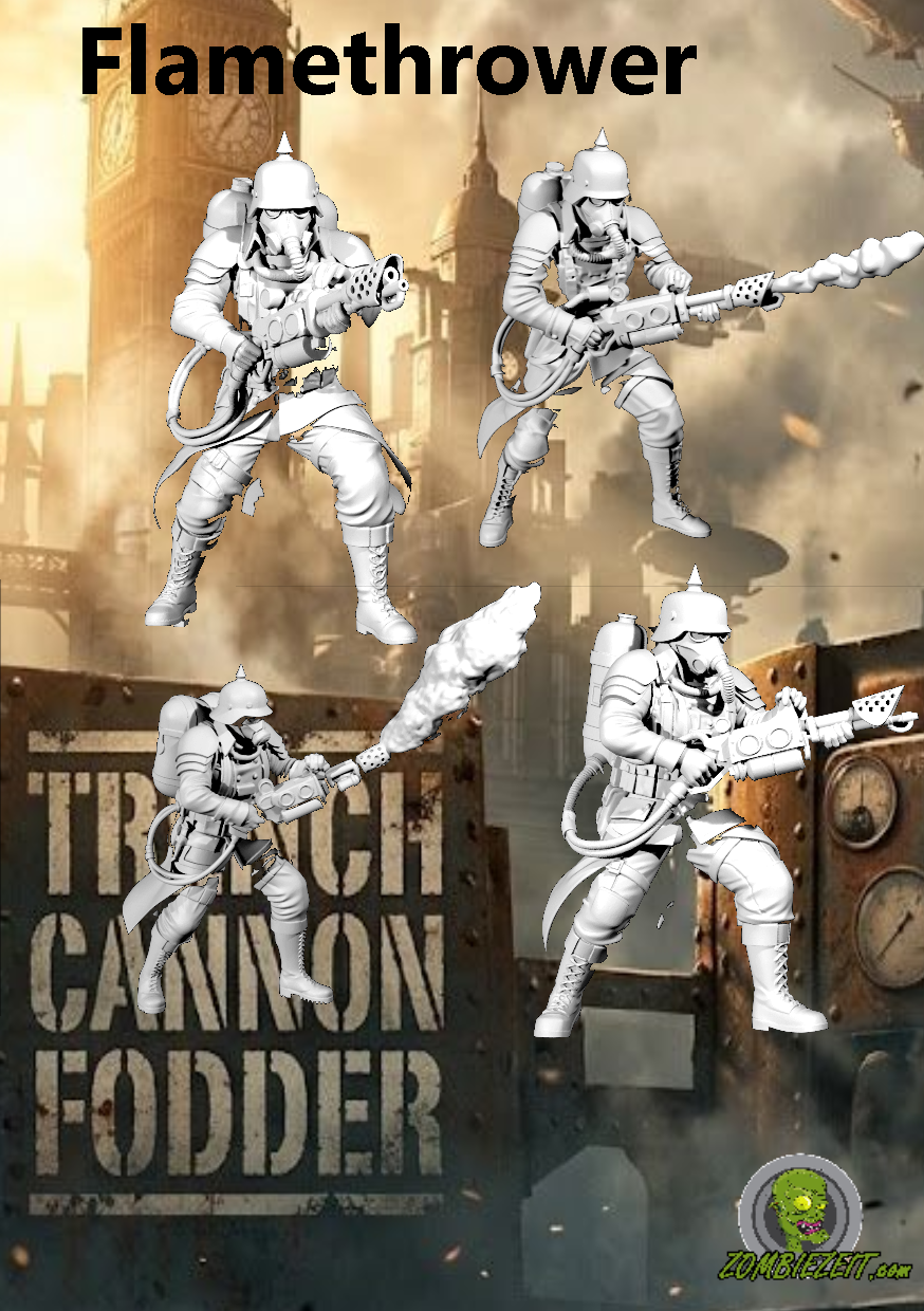 Trench Cannon Fodder tcf Flamethrower (4 Miniaturen)
