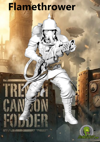 Trench Cannon Fodder tcf Flamethrower (4 Miniaturen)