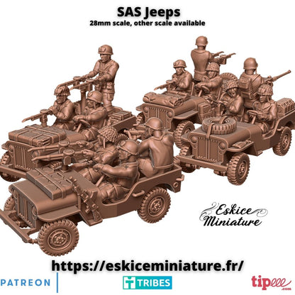 SAS Jeeps mit Besatzung ( 4 Miniaturen )