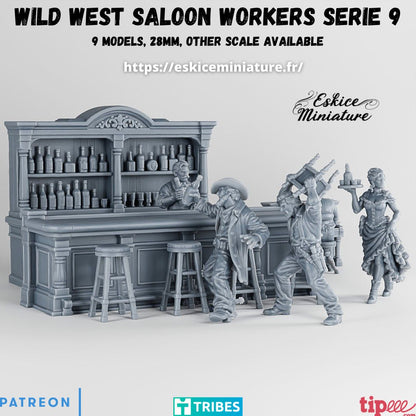 Wild West Saloon Workers ( 5 Miniaturen + Einrichtung )