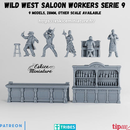 Wild West Saloon Workers ( 5 Miniaturen + Einrichtung )