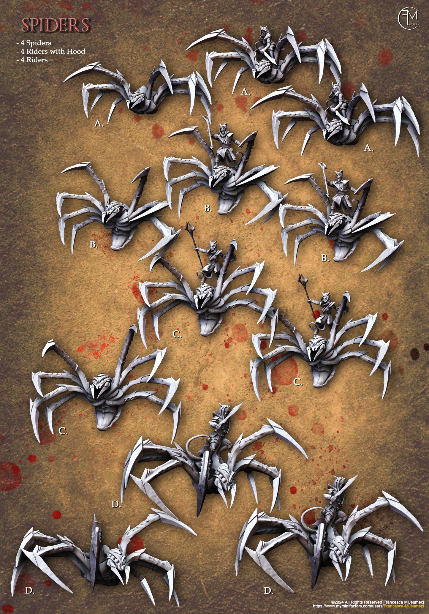 Blood Demon Mounted Spiders ( 4 Miniaturen )