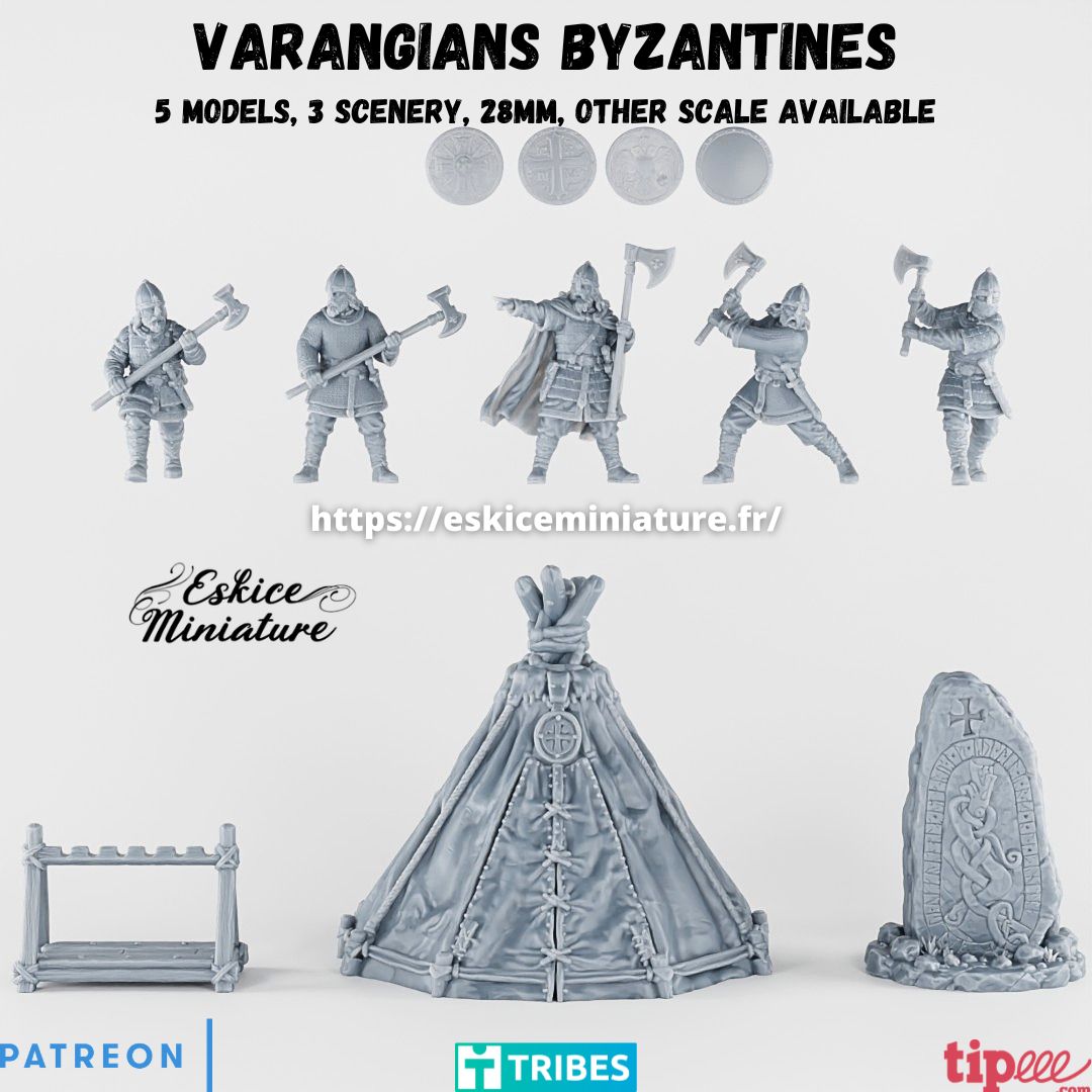 Byzantine Varangian Guard ( 5 miniatures + 3 scenery pieces )