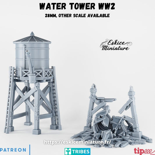 WWII Water Tower (intact & destroyed versions)