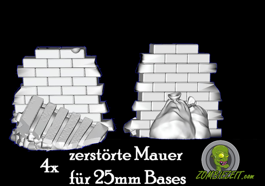 zerstörte Mauer für 25mm Rundbases